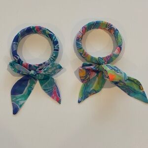 Two Lilly Pulitzer Scarf wrapped bow bangle bracelets
